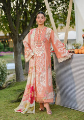 3-PC Unstitched Embordered Luxury Lawn By Elaf | ELH-5A AUTUMN DREAM